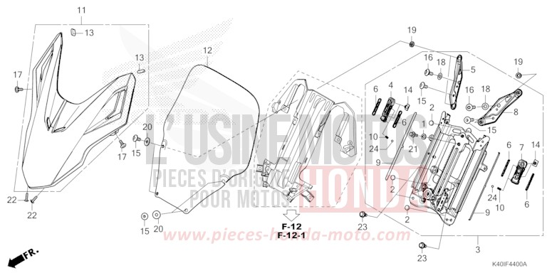 FRONT VISOR/WINDSCREEN for Forza 125 PEARL SIENA RED (R320) from 2024